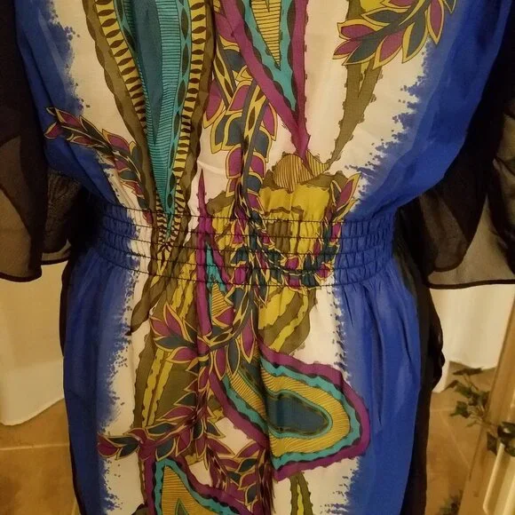 Bisou Bisou Blue with pattern sheer NWOT 14 - Picture 5 of 6